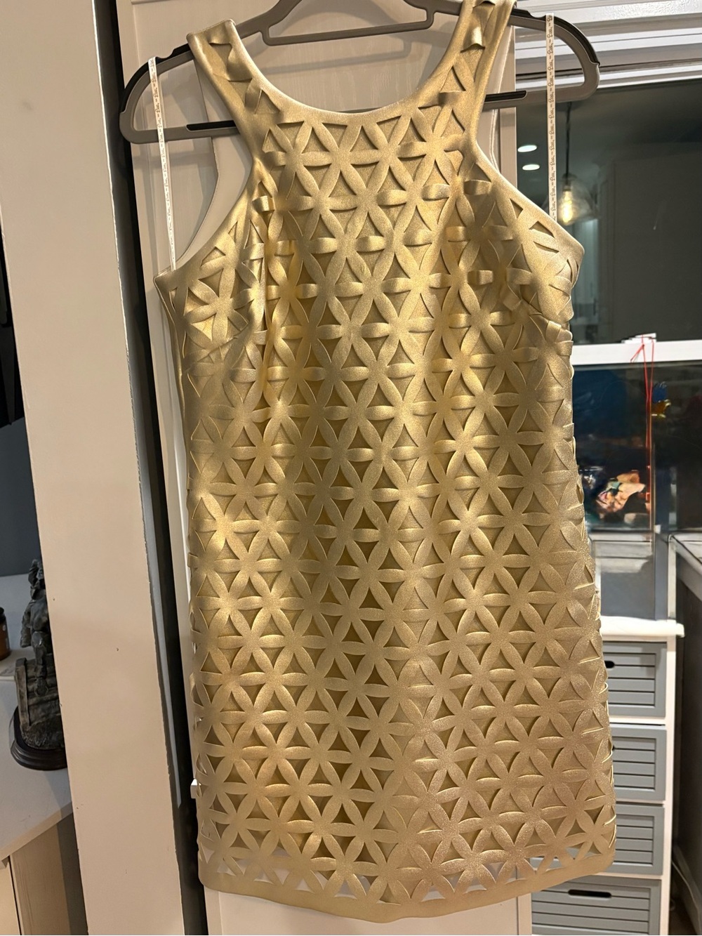 Lilly Pulitzer Gold Daisy Laser-Cut Sleeveless Dress